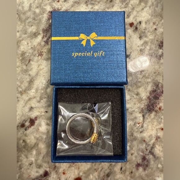 NEW Cable Twisted Open Ring Unisex Adjustable Stainless Steel with Gift … - Picture 4 of 8